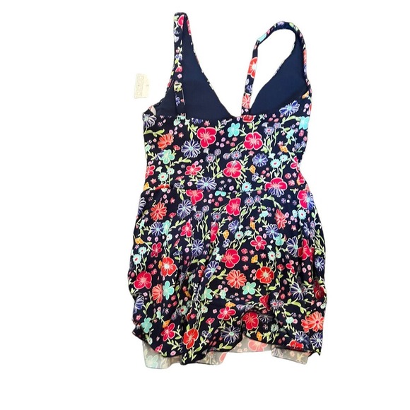 NWT Liz Claiborne Women's Floral Swimdress One Piece Swimsuit 8 Petite - Picture 3 of 4